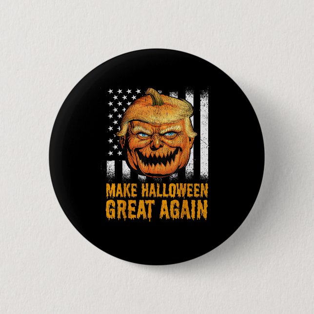 Lustigt USA Trumpkin Gör Halloween Underbart igen Knapp (Framsida)