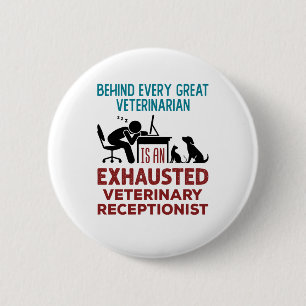Lustigt utförd veterinärreceptionist knapp