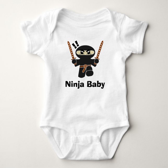 Lustigt Utformning Ninja Baby T Shirt (Framsida)