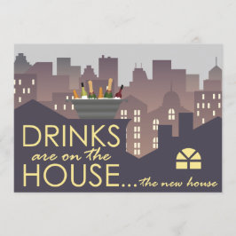 Lustigt utseende för Houseuppvärmning Party Inbjudningar