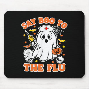 Lustigt vaccin säger Boo till Flu Ghost Nurse Hall Musmatta