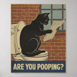 Lustigt väggkonst - är du här? Kat på Toilet