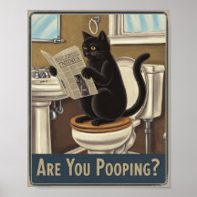 Lustigt väggkonst - är du här? Kat på Toilet