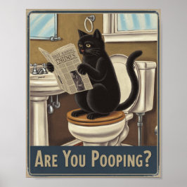 Lustigt väggkonst - är du här? Kat på Toilet