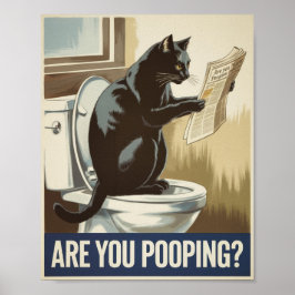 Lustigt väggkonst - är du här? Kat på Toilet