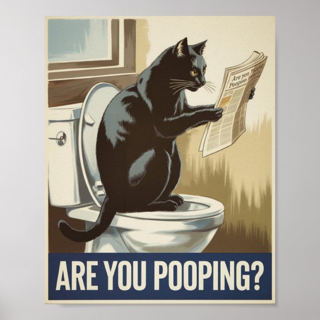 Lustigt väggkonst - är du här? Kat på Toilet (Framsidan)