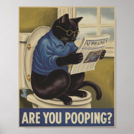 Lustigt väggkonst - är du här? Kat på Toilet