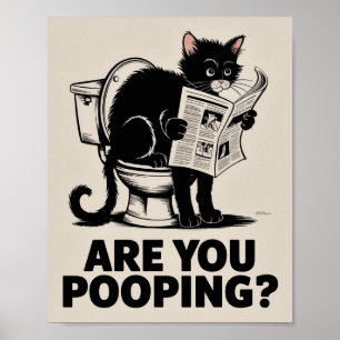 Lustigt väggkonst - är du här? Kat på Toilet