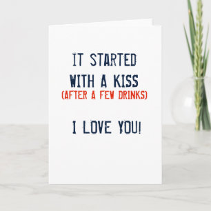 Lustigt valentin DET BÖRJADE MED EN KISS Helgkort