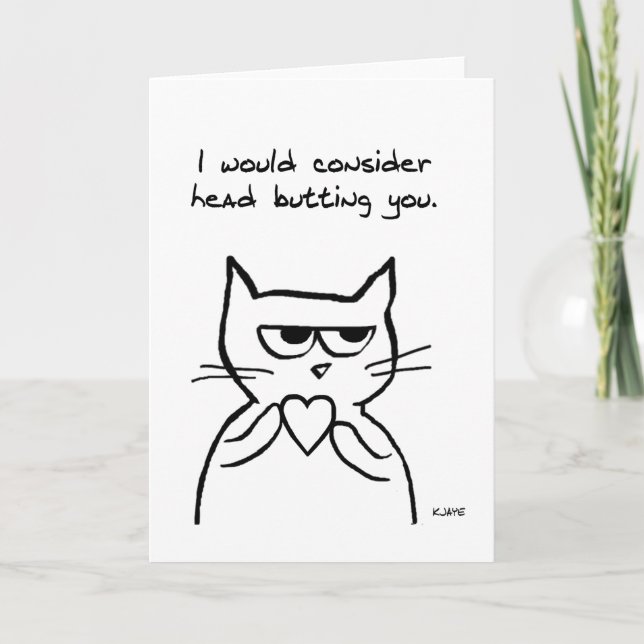 Lustigt Valentine - Katten kanske gillar dig Helgkort (Framsida)
