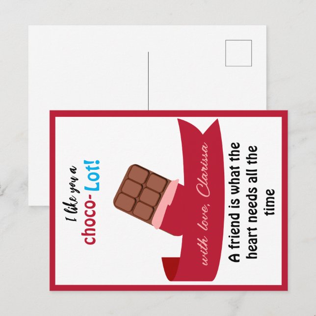 Lustigt Valentines day-kort - choklad Helg Vykort (Fram/baksida)