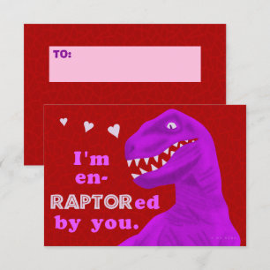Lustigt Valentines Raptor Dinosaur Kids Classroom Inbjudningar