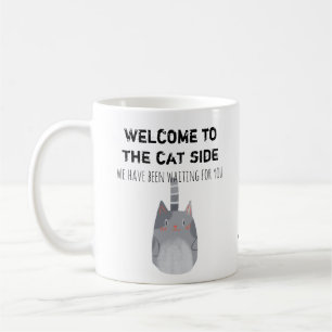 Lustigt välkomna till kattsidan kaffemugg