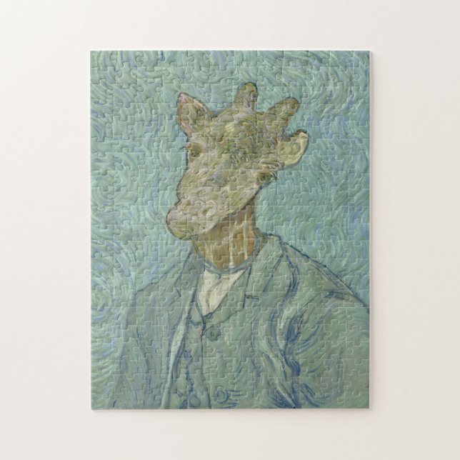 Lustigt Van Gogh Giraffe Jigszle Puzzle Pussel (Vertikal)