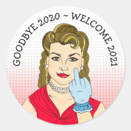 Lustigt Vänd fågel Retro Dam Runt Klistermärke