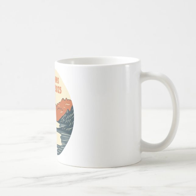 Lustigt vandrande, äventyr väntar på kaffemugg (Höger)