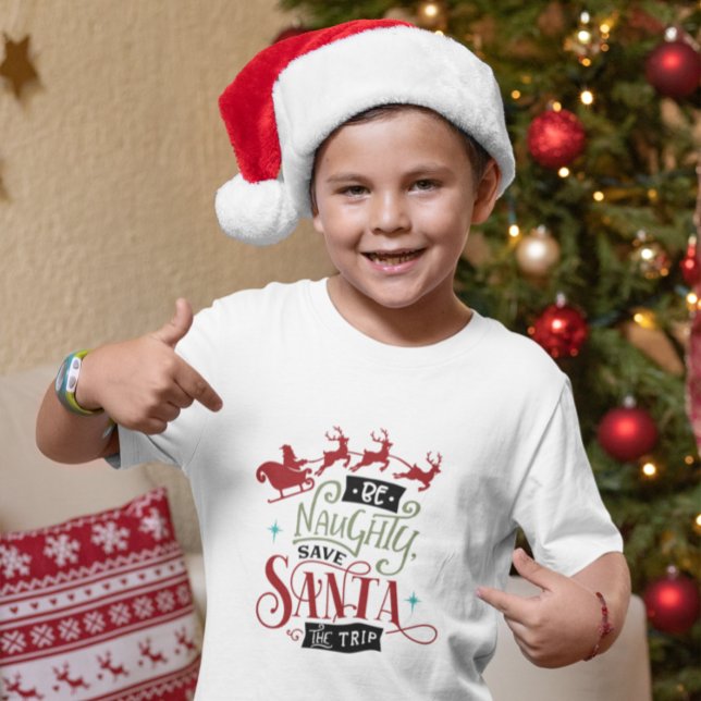 Lustigt var Naughty Spara Santa vid Resa-julen T Shirt (Skapare uppladdad)