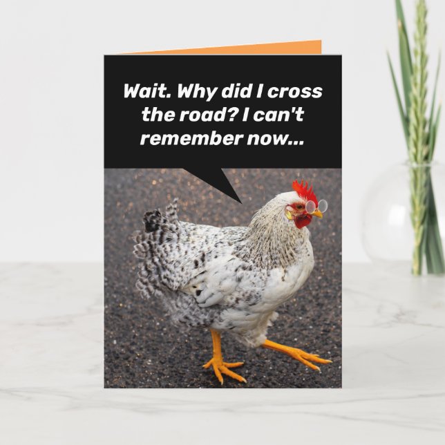 Lustigt varför kom Chicken Kor på vägen? Födelseda Kort (Framsida)