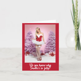 Lustigt varför tomten är så glad jul helgkort