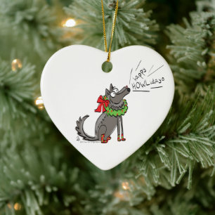 Lustigt Varg jul Lycklig Howlidays Helgdag Julgransprydnad Keramik