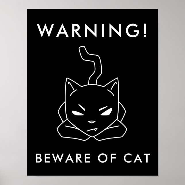 Lustigt varningskort | Var försiktig med Arg Katt Poster (Framsidan)