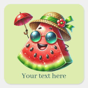 Lustigt vattenmelon lägger till text fyrkantigt klistermärke