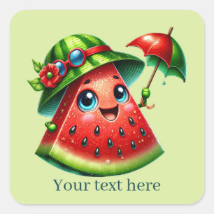Lustigt vattenmelon lägger till text fyrkantigt klistermärke