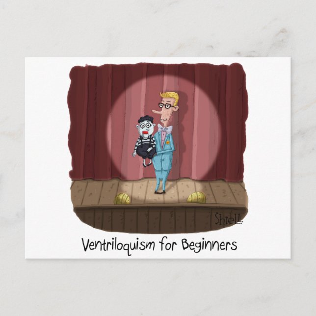 Lustigt Ventriloquism för nybörjarkort eller gåva. Vykort (Framsida)
