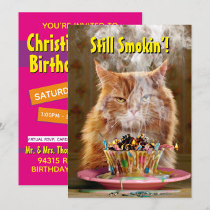 Lustigt vevy-katt med smält kupaka från födelsedag inbjudningar