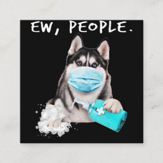 Lustigt, vi som har hund på ansikte-maskgåva fyrkantigt visitkort