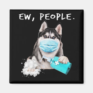 Lustigt, vi som har hund på ansikte-maskgåva magnet