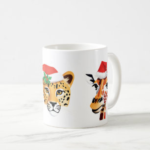 Lustigt vild Safari-djur jultomte Kaffemugg