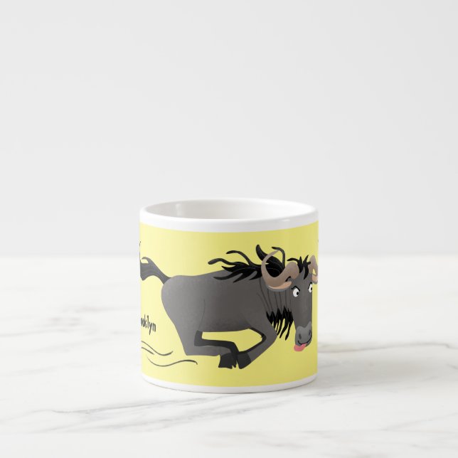 Lustigt vildaste körande tecknad illustration espressomugg (Framsidan)