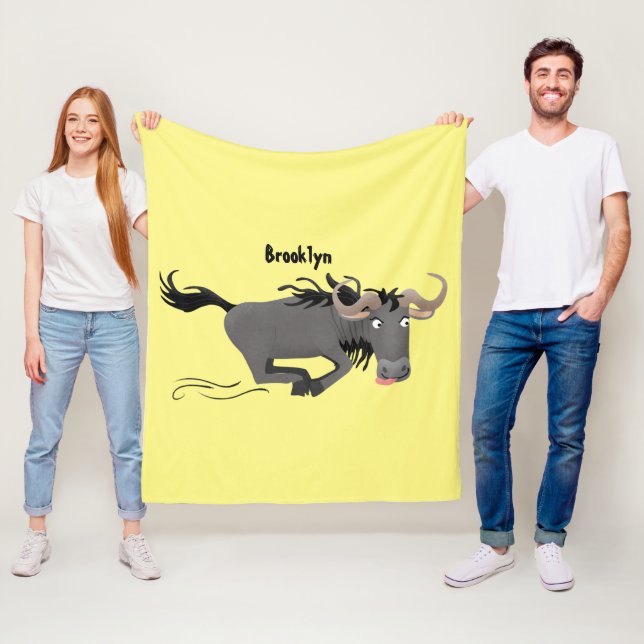 Lustigt vildaste körande tecknad illustration fleecefilt (På plats)