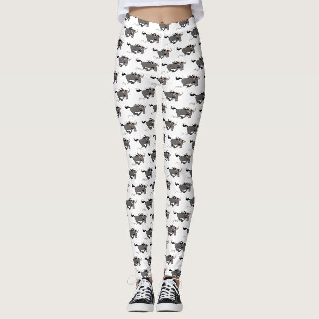 Lustigt vildaste körande tecknad illustration leggings (Framsida)