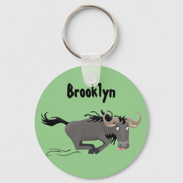 Lustigt vildaste körande tecknad illustration nyckelring (Framsida)