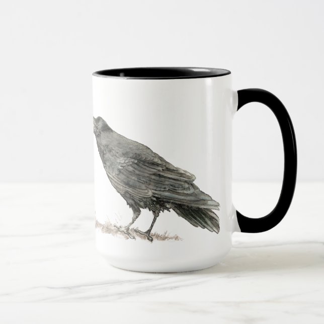 Lustigt vill du ha kummel med kaffe? Ravens Bird Mugg (Höger)