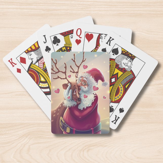 Lustigt vimmiskt tomte och renar Festive Helgdag Casinokort (Skapare uppladdad)