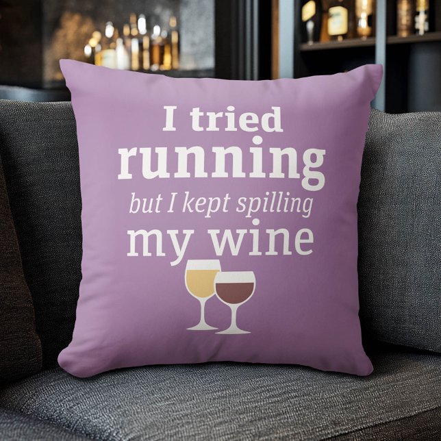 Lustigt Vin-citatet - jag försökte köra - fortsatt Kudde (Funny Pillow)