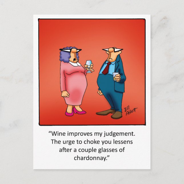 Lustigt Vin Gift! Vykort (Framsida)