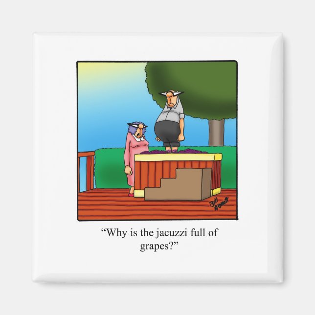 Lustigt Vin Tecknad Gift! Magnet (Framsidan)