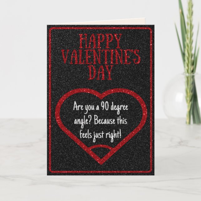 Lustigt Vinkelt Math Joke Glitter Valentine Card Kort (Framsida)