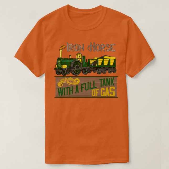 Lustigt vintage-ånglok järn-häst t shirt (Design framsida)