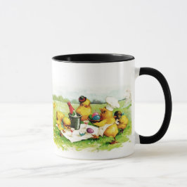 Lustigt Vintage Chickfamiljen Påsk Gift Mugg. Mugg