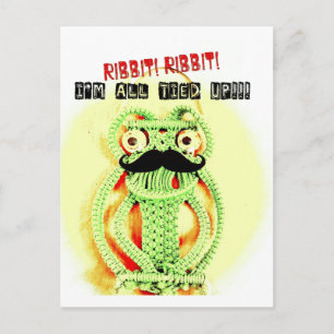 Lustigt Vintage Grönt Frog Mustache... Jag är helt Vykort