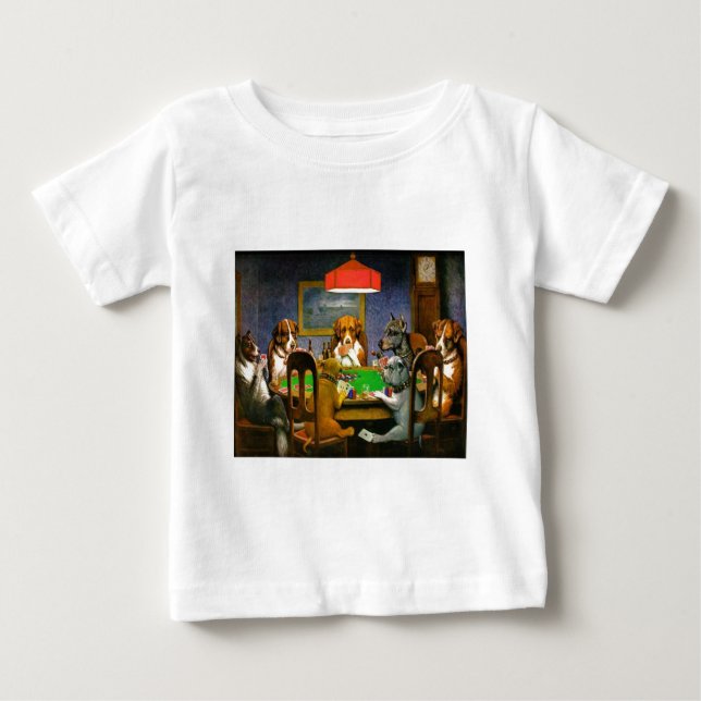Lustigt Vintage Hundar spelar Poker T Shirt (Framsida)