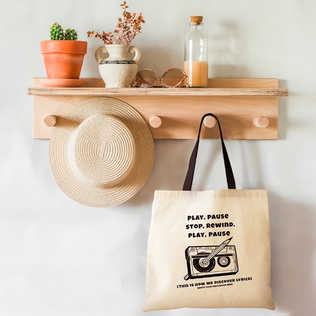 Lustigt Vintage Kassett-Pencil Gift Tote Bag Tygkasse (Skapare uppladdad)