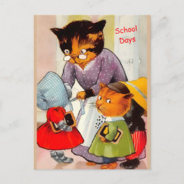 Lustigt Vintage Kittens Set for School, va, Mäst! Vykort