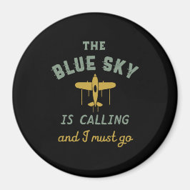 Lustigt Vintage Pilot Blå himmel ringer Magnet