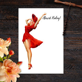 Lustigt Vintage Pin Up Girl in Red Post it Notes Post-it Block